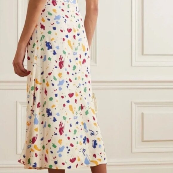 Reformation Bea Slip Midi Skirt Paint Splatter Painted Lady A-Line Sz 8 $148.00 - Picture 3 of 14